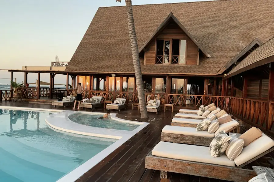 Resort with a swimming pool and sun loungers