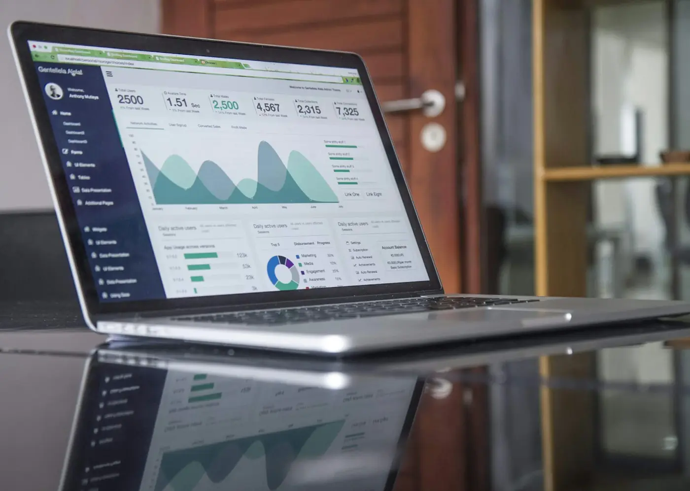 Analytics dashboard on a laptop showing search traffic